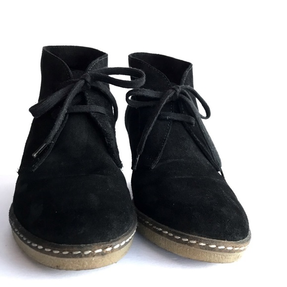J. Crew black suede leather wedge heel laced chukka booties - Picture 1 of 7